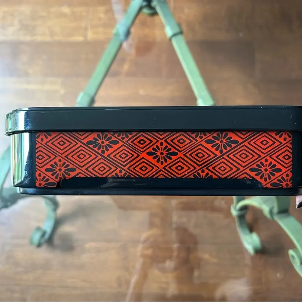 Japanese Bento Box, Black & Red Geometric Pattern, Nice Big Size For Adult Meal